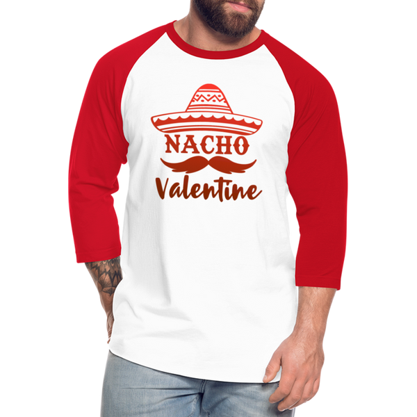 Nacho Valentine Baseball T-Shirt - white/red
