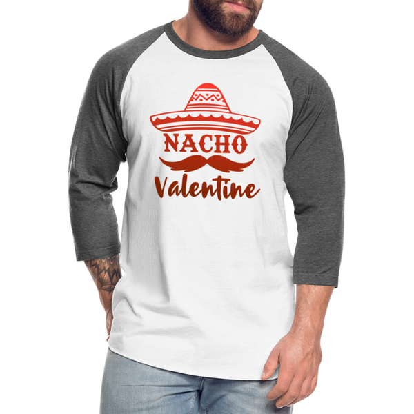 Nacho Valentine Baseball T-Shirt - white/charcoal