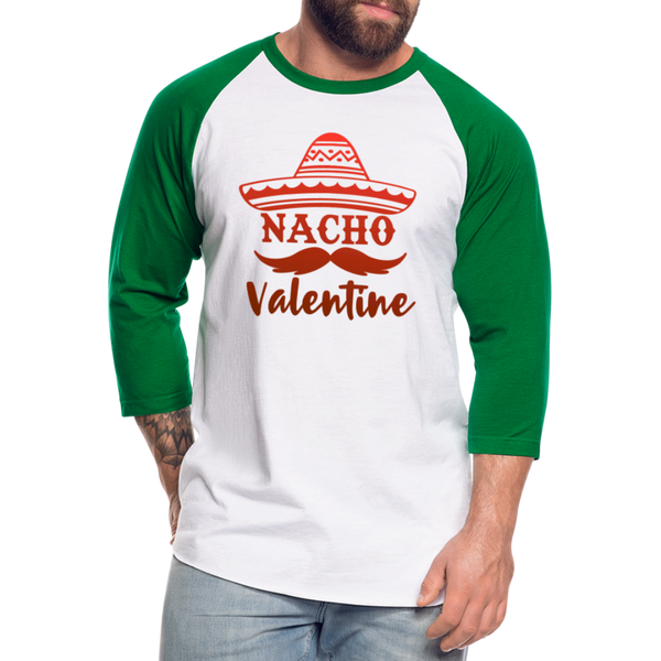 Nacho Valentine Baseball T-Shirt - white/kelly green