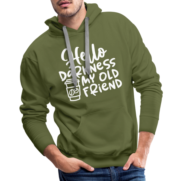 Hello Darkness Funny Coffee Men’s Premium Hoodie - olive green