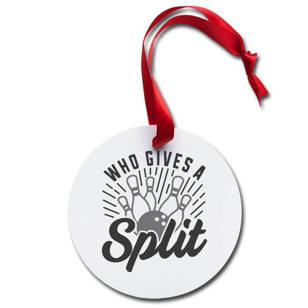 Who Gives A Split Bowling Pun Holiday Ornament - white