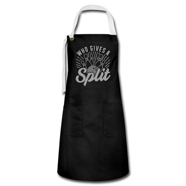 Who Gives a Split Bowling Pun Artisan Apron - black/white