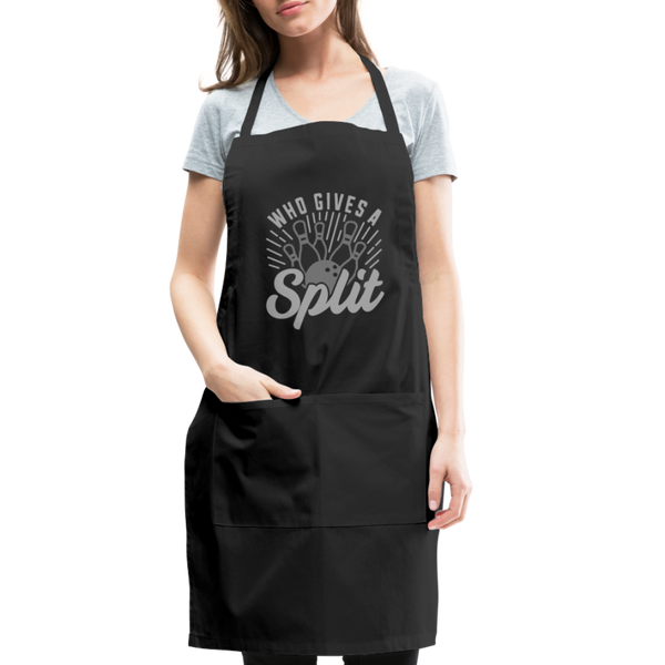 Who Gives a Split Bowling Pun Adjustable Apron - black