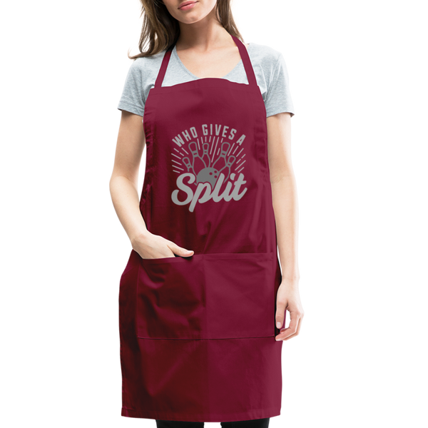 Who Gives a Split Bowling Pun Adjustable Apron - burgundy