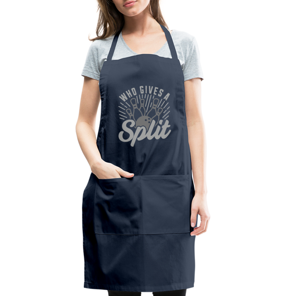 Who Gives a Split Bowling Pun Adjustable Apron - navy