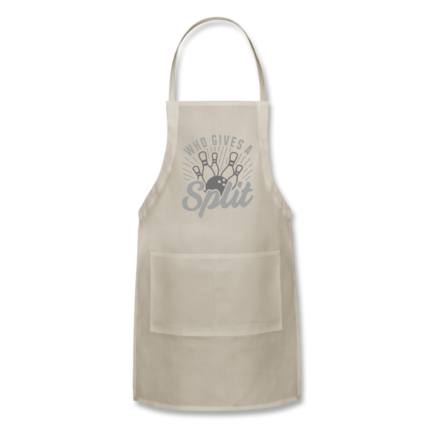 Who Gives a Split Bowling Pun Adjustable Apron - natural