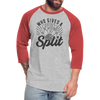 Who Gives a Split Bowling Pun Baseball T-Shirt - heather gray/red