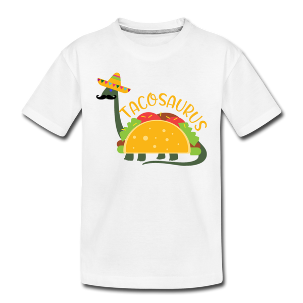 Funny Dinosaur TacoSaurus Kids' Premium T-Shirt - white