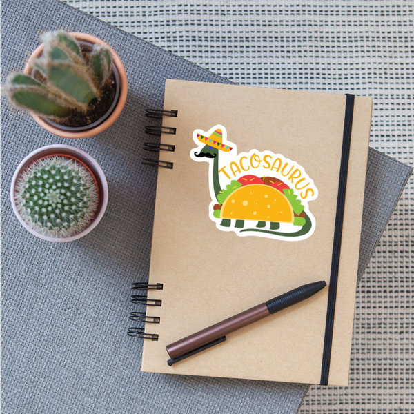 Funny Dinosaur TacoSaurus Sticker - white matte