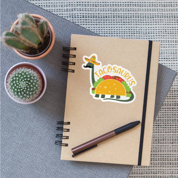 Funny Dinosaur TacoSaurus Sticker - white glossy