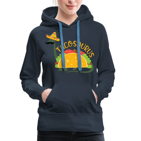 Funny Dinosaur TacoSaurus Women’s Premium Hoodie - navy