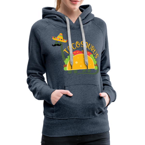 Funny Dinosaur TacoSaurus Women’s Premium Hoodie - heather denim