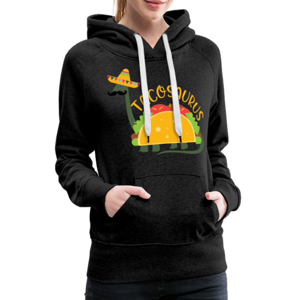 Funny Dinosaur TacoSaurus Women’s Premium Hoodie - charcoal grey