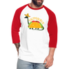 Funny Dinosaur TacoSaurus Baseball T-Shirt - white/red