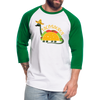 Funny Dinosaur TacoSaurus Baseball T-Shirt - white/kelly green