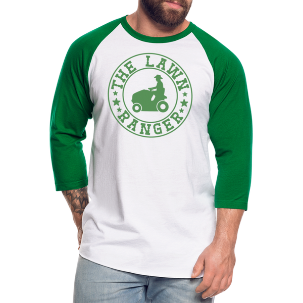 The Lawn Ranger Baseball T-Shirt - white/kelly green