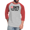 00 Days Without a Dad Joke Baseball T-Shirt - heather gray/red