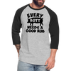 Every Butt Needs a Good Rub BBQ Baseball T-Shirt - heather gray/black