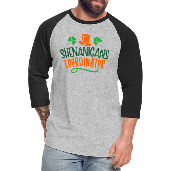 Shenanigans Coordinator Baseball T-Shirt - heather gray/black