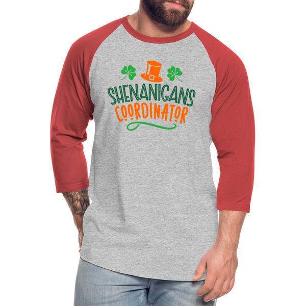 Shenanigans Coordinator Baseball T-Shirt - heather gray/red