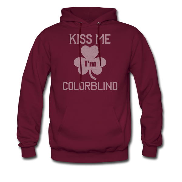 Kiss Me I'm Colorblind Men's Hoodie - burgundy