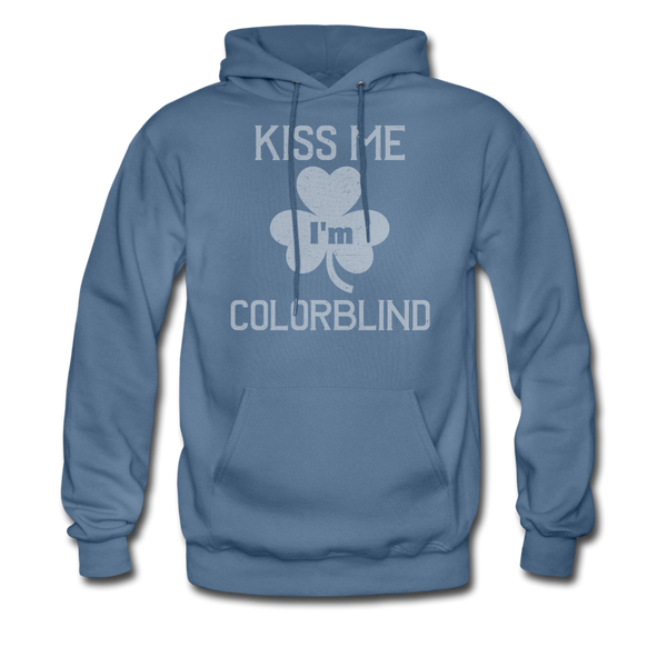 Kiss Me I'm Colorblind Men's Hoodie - denim blue