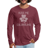 Kiss Me I'm Colorblind Men's Premium Long Sleeve T-Shirt - heather burgundy