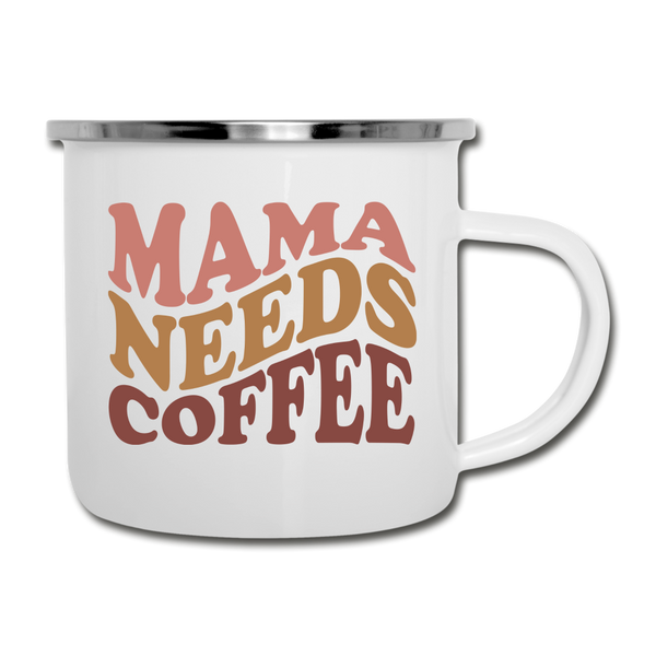 Mama Needs Coffee Retro Design Camper Mug - white