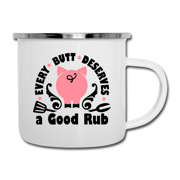 Every Butt Deserves a Good Rub BBQ Camper Mug - white