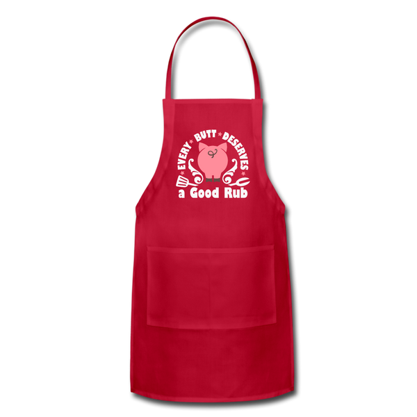 Every Butt Deserves a Good Rub BBQ Adjustable Apron - red