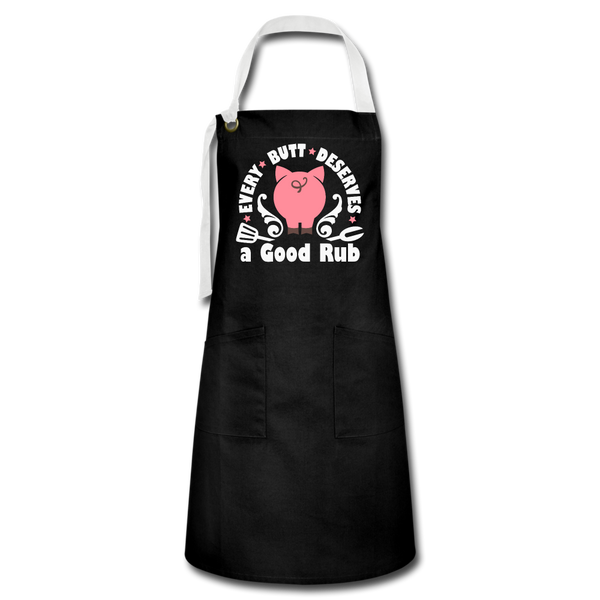 Every Butt Deserves a Good Rub BBQ Artisan Apron - black/white