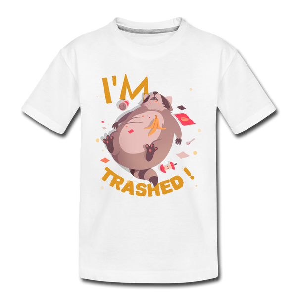 I'm Trashed Funny Raccoon Kids' Premium T-Shirt - white