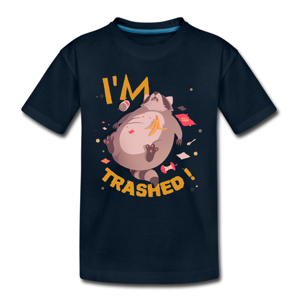 I'm Trashed Funny Raccoon Kids' Premium T-Shirt - deep navy