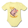 I'm Trashed Funny Raccoon Organic Short Sleeve Baby Bodysuit - washed yellow