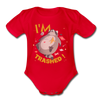 I'm Trashed Funny Raccoon Organic Short Sleeve Baby Bodysuit - red
