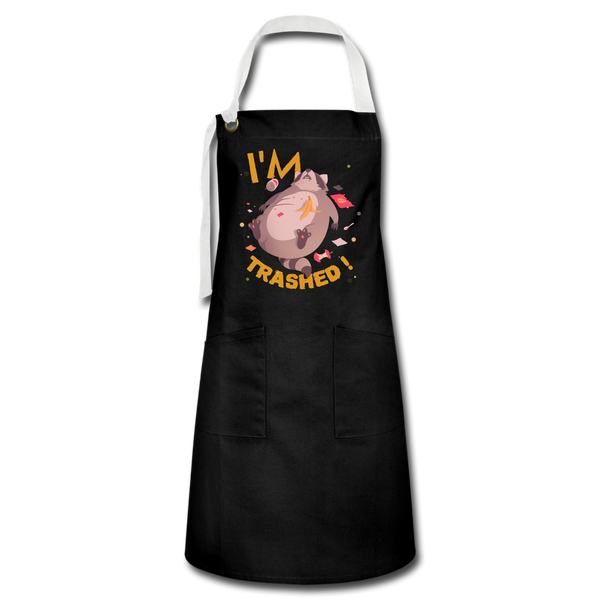 I'm Trashed Funny Raccoon Artisan Apron - black/white