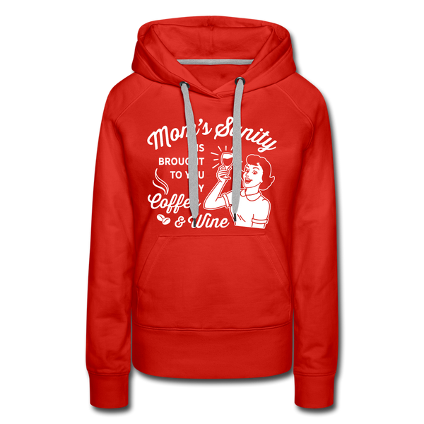 Mom's Sanity Coffee & Wine Funny Women’s Premium Hoodie - red