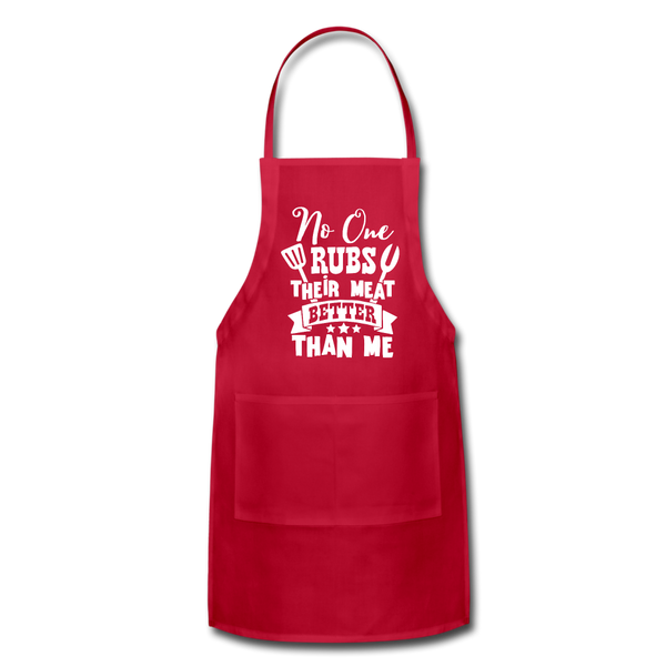 No One Rubs Their Meat Better Than Me BBQ Adjustable Apron - red