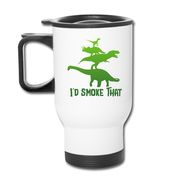 I'd Smoke That Dinosaur BBQ Travel Mug - white