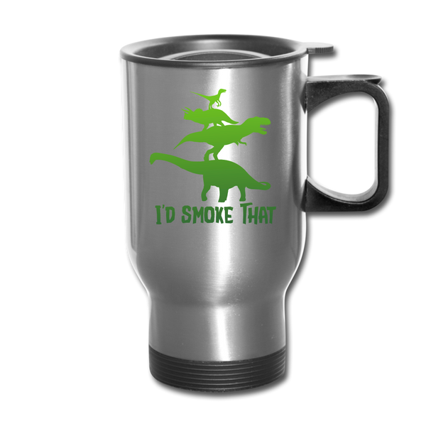 I'd Smoke That Dinosaur BBQ Travel Mug - silver