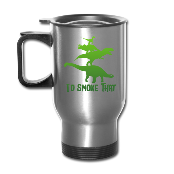 I'd Smoke That Dinosaur BBQ Travel Mug - silver