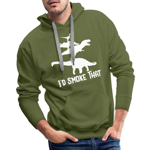 I'd Smoke That Dinosaur BBQ Men’s Premium Hoodie - olive green