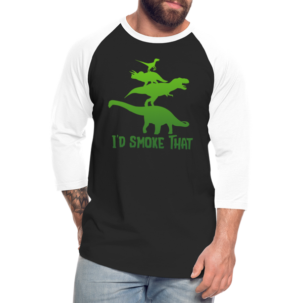 I'd Smoke That Dinosaur BBQ Baseball T-Shirt - black/white
