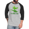 I'd Smoke That Dinosaur BBQ Baseball T-Shirt - heather gray/black