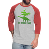 I'd Smoke That Dinosaur BBQ Baseball T-Shirt - heather gray/red