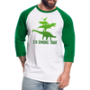 I'd Smoke That Dinosaur BBQ Baseball T-Shirt - white/kelly green