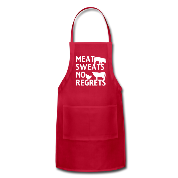 Meat Sweats No Regrets BBQ Adjustable Apron - red