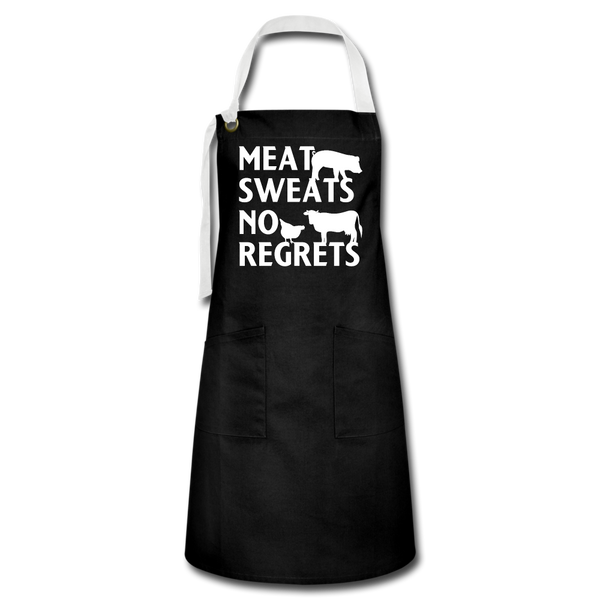 Meat Sweats No Regrets BBQ Artisan Apron - black/white