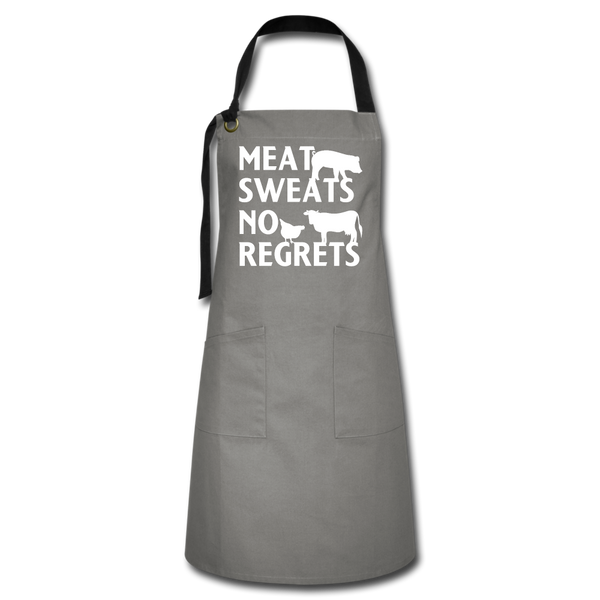 Meat Sweats No Regrets BBQ Artisan Apron - gray/black