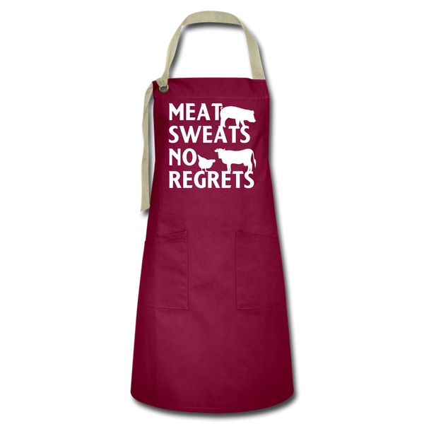 Meat Sweats No Regrets BBQ Artisan Apron - burgundy/khaki